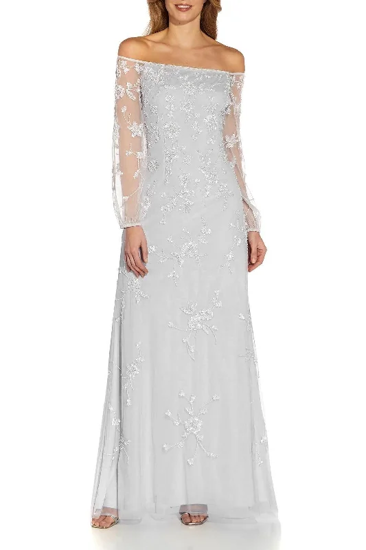 Warehouse Sale Adrianna Papell AP1E209636 Long Off Shoulder Formal Dress