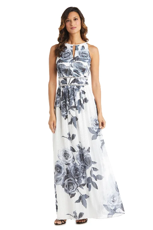 Massive Deals R&M Richards 7045 Long Formal Chiffon Print Dress Sale