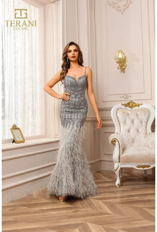 Flash Deals Terani Couture 251GL4199 Long Fitted Formal Beaded Prom Dress