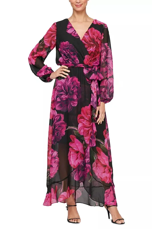 Early Access SL Fashions 9171954 Long Sleeve Floral Mother of the Bride Dress