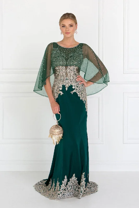 Amazing Deals Long Formal Dress Evening Gown Cape Sleeves Sale