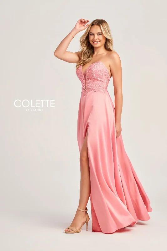 Last Chance Colette CL5142 Stone Accents Long Formal Prom Dress