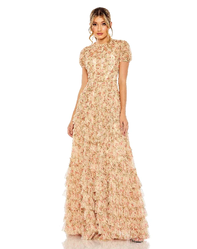 Don't Wait Mac Duggal 8045 Long Formal Floral Print Dress