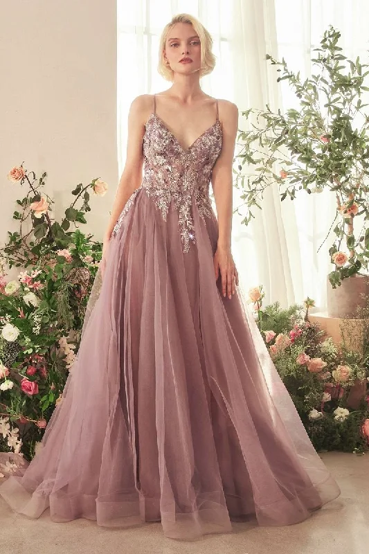 Online Only Andrea & Leo A1419 Long A Line Layered Formal Prom Dress