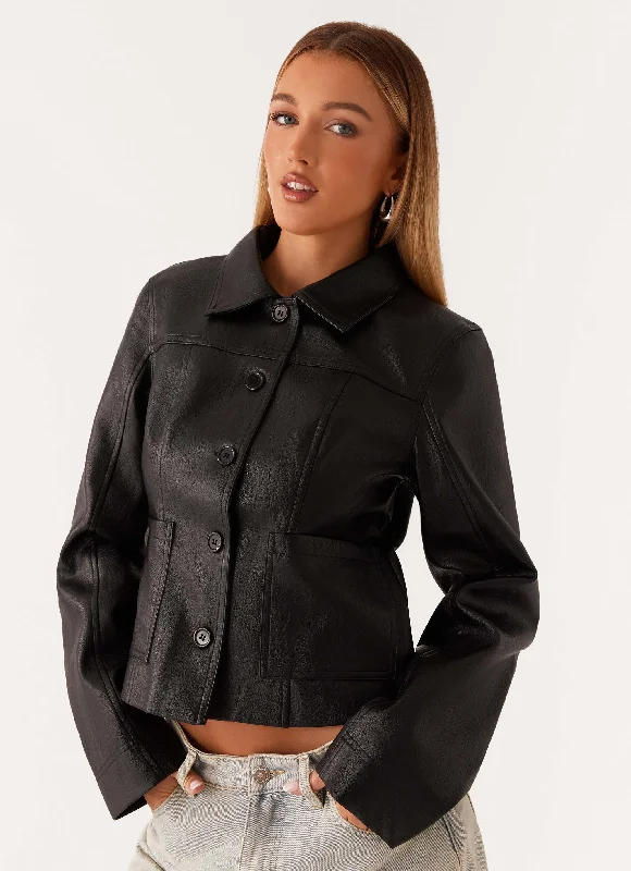 Best Bargains Verona Faux Leather Jacket - Black
