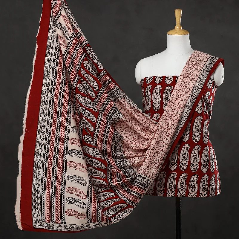 Today's Special Red - 3pc Bagh Block Printed Cotton Suit Material Set