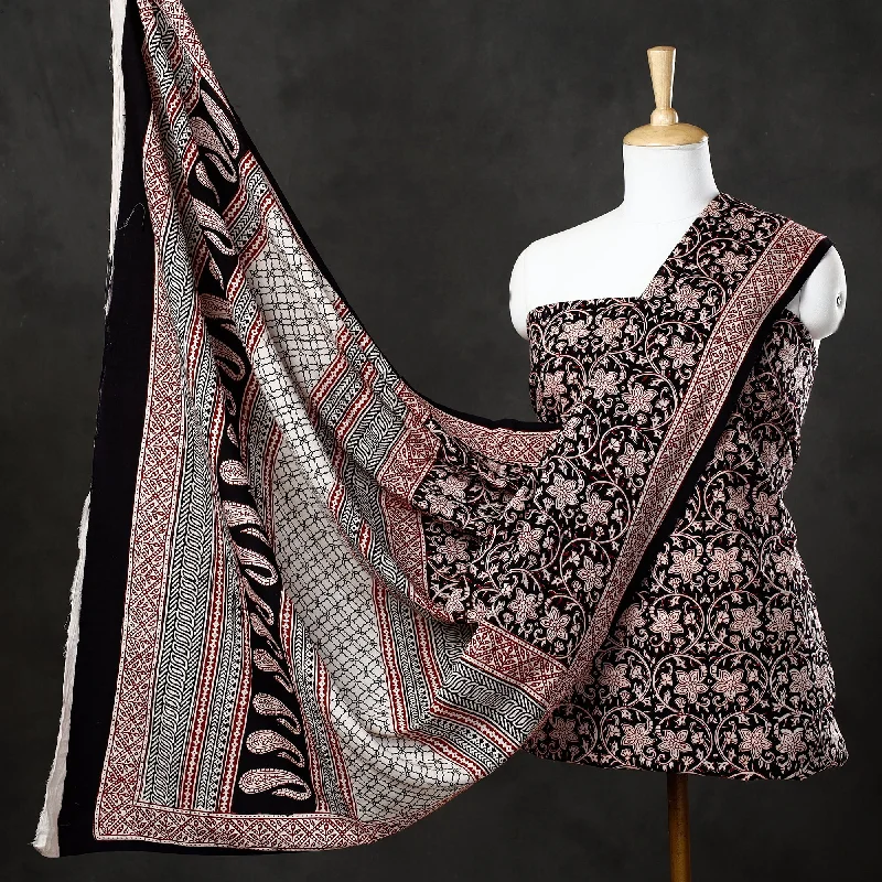 Act Now Black - 3pc Natural Dyed Cotton Bagh Print Suit Material Set 31