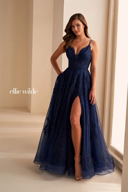 Price Cut Ellie Wilde EW36226 Long Glitter A Line Formal Prom Dress
