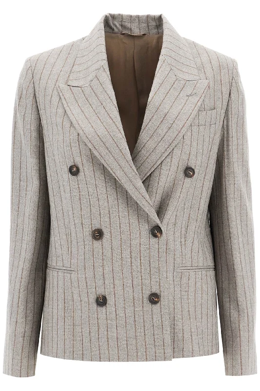 Referral Discount Brunello Cucinelli Women's Double-Breasted Mouliné P