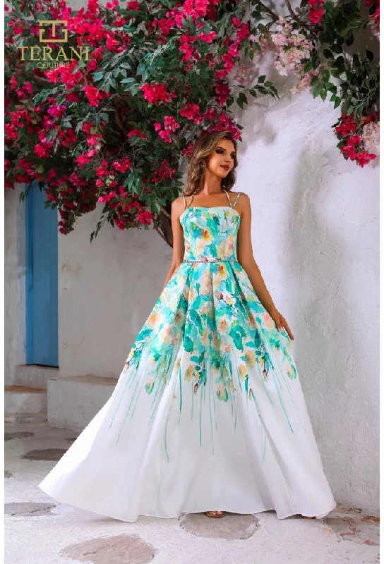 Bonus Savings Terani Couture 251P4535 Long Printed Formal A Line Prom Dress