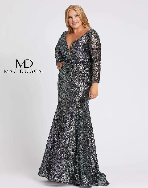Fantastic Deals Mac Duggal 67246 Fabulouss Long Sleeve Plus Size Dress Sale