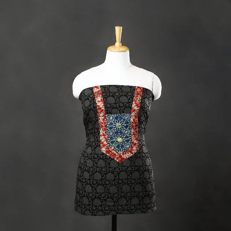Extra Savings Black - Bagh Print Cotton Kurta Material with Patchwork (3m) 09