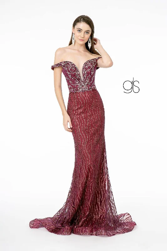 The Best Prices Off Shoulder Glitter Long Prom Dress Sale