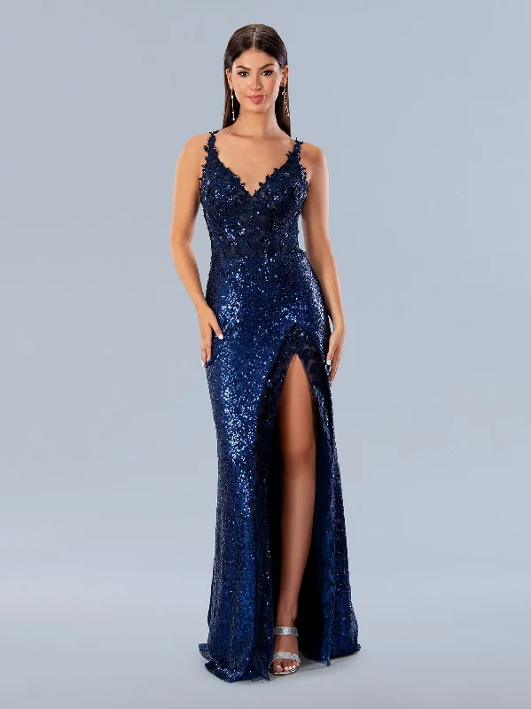Steals and Deals Stella Couture 24200 Floral Applique Formal Long Sequin Prom Dress