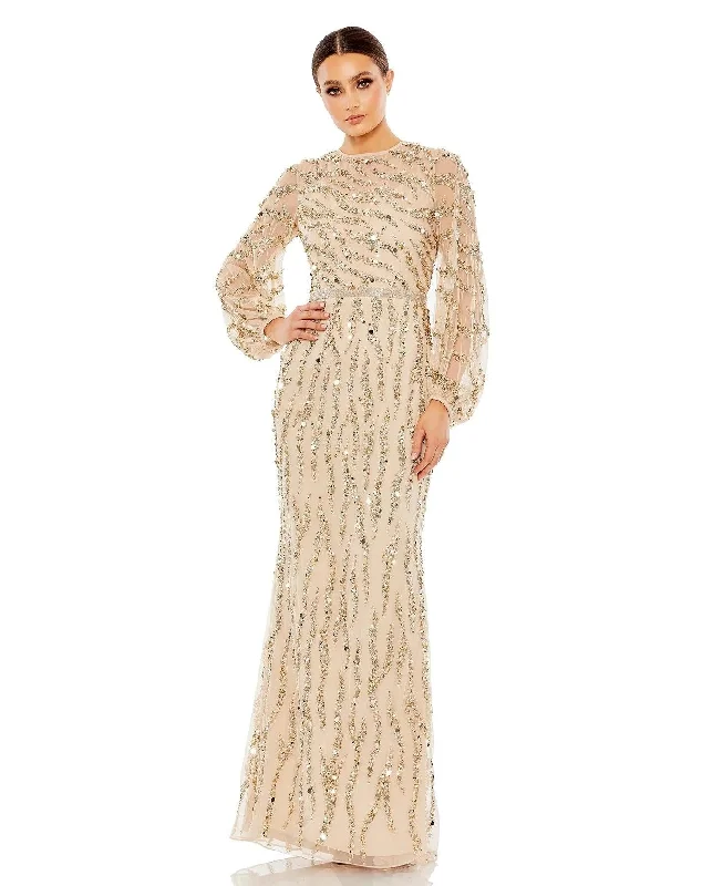 Discount Deals Mac Duggal 93789 Long Formal Beaded Trumpet Dress