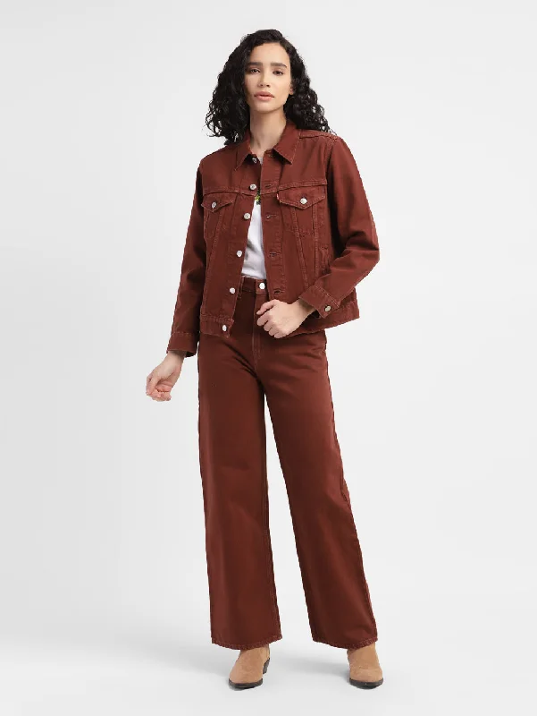 Exclusive Offers Women's Solid Spread Collar Denim Jacket