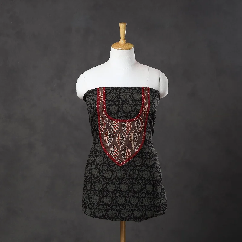 Huge Discounts Black - Bagh Print Cotton Kurta Material with Patchwork (3m) 16