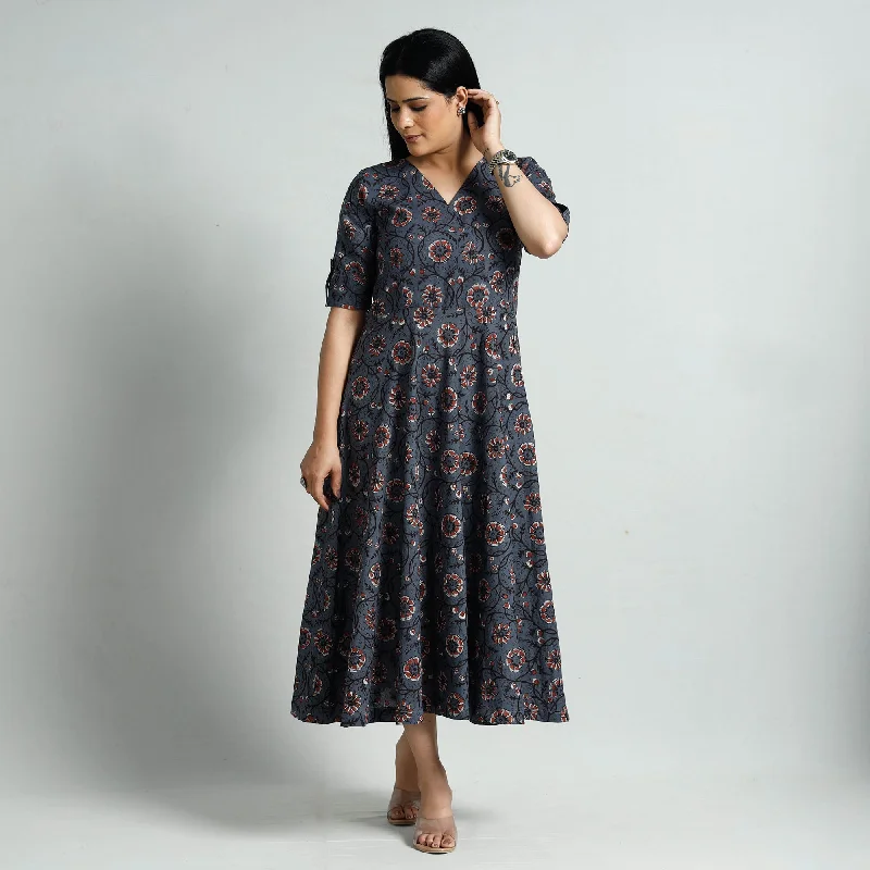 Lowest Price Blue - Bagru Block Printed Cotton Flared Dress