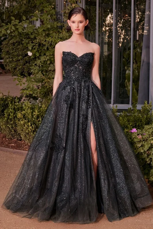 Price Break Andrea & Leo A1378 Long Formal Ball Gown Layered Sequin Floral Prom Dress