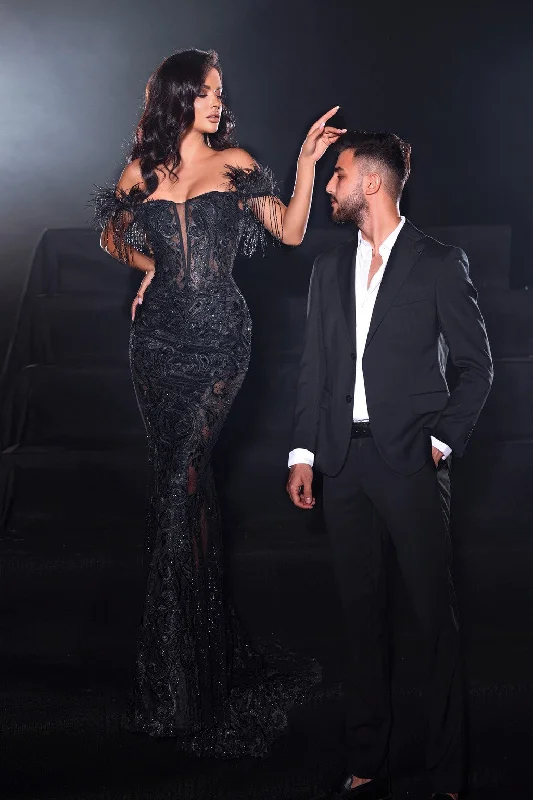 Super Sale Portia and Scarlett PS23441 Long Off Shoulder Mermaid Prom Gown