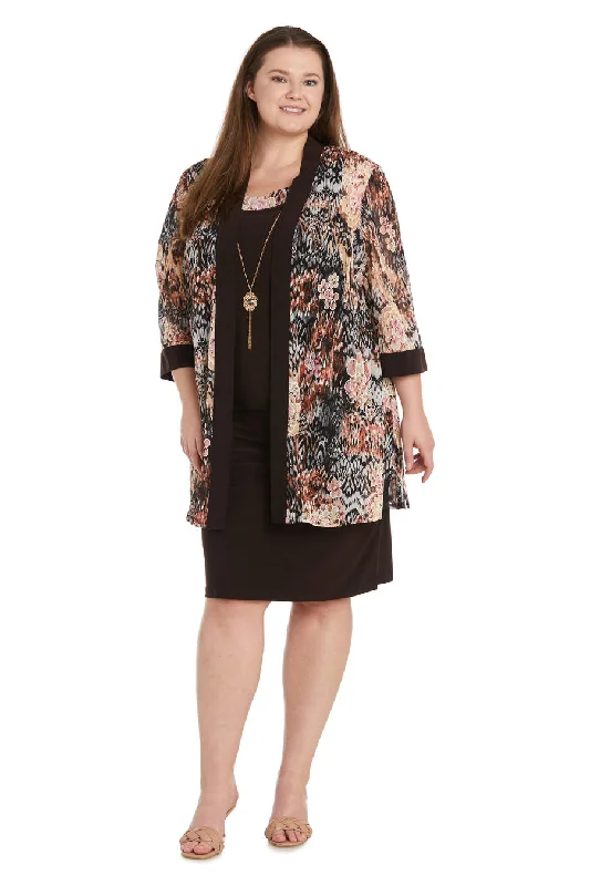 Loyalty Reward R&M Richards 9596W Floral Print Short Plus Size Jacket Dress