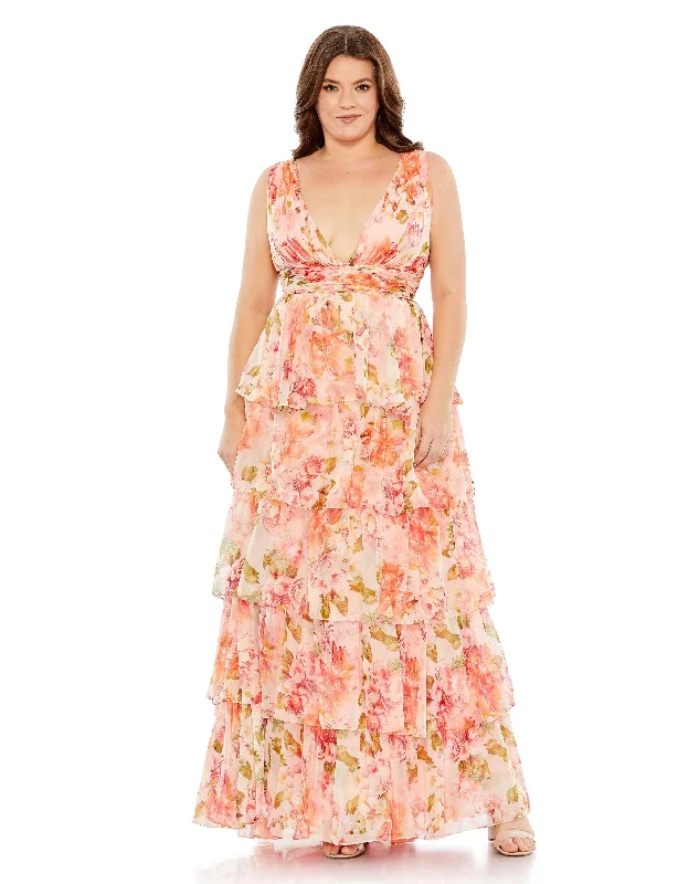 Reduced Prices Mac Duggal 68213 Fabulouss Long Sleeveless Chiffon Plus Size Dress