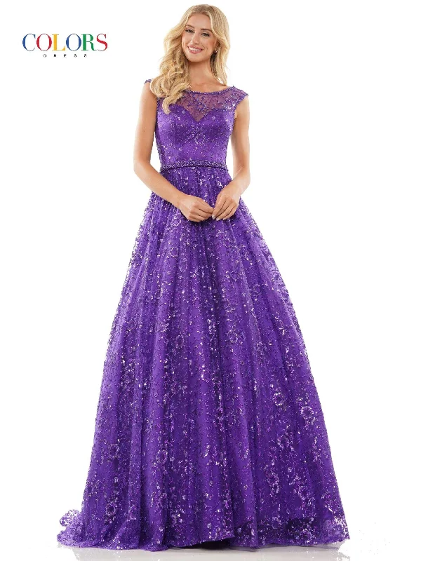 Now or Never Colors 2980 Colors Long Cap Sleeve Evening Dress