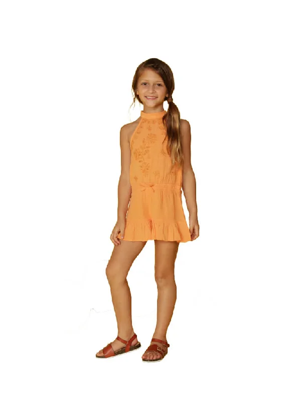 Get It Before It’s Gone Girl's high neck embroidered romper cover up
