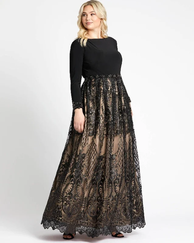 Price Smash Mac Duggal 67258 Long Sleeve Formal Plus Size Dress Sale