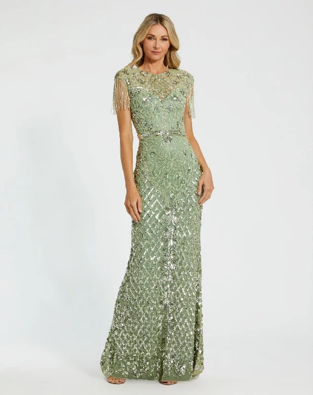 Weekend Deal Mac Duggal 4908 Mother of the Bride Long Beaded Gown