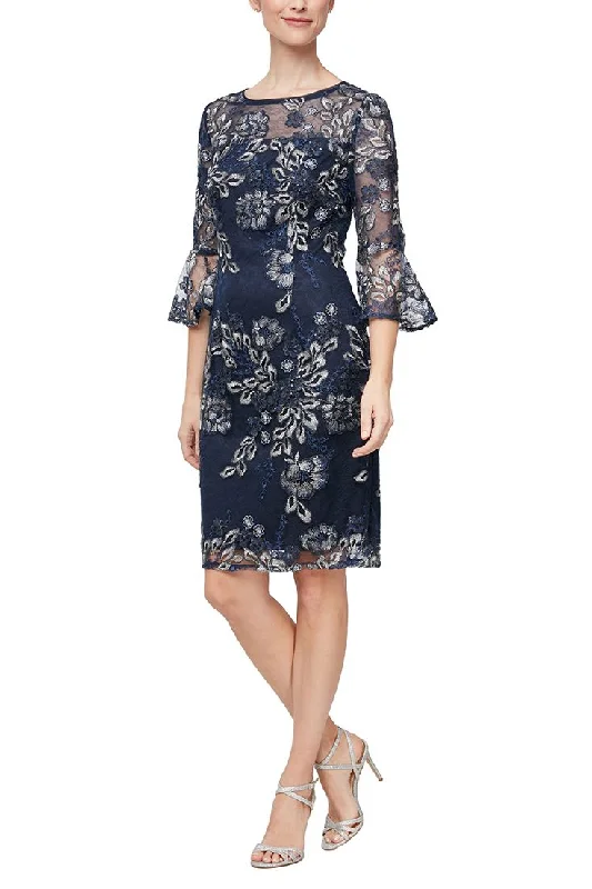 Deal of the Week Alex Evenings 82171384 Short 3/4 Sleeve Formal Lace Dress