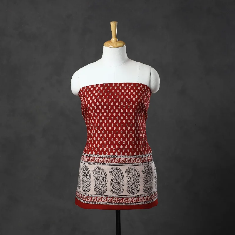 Special Promotion Red - Natural Dyed Cotton Bagh Print Kurta Material (2.15 m) 23