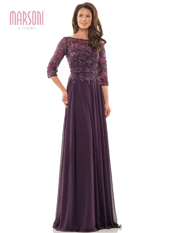 Huge Savings Eggplant 18 Marsoni Mother of the Bride Long Chiffon Dress Sale
