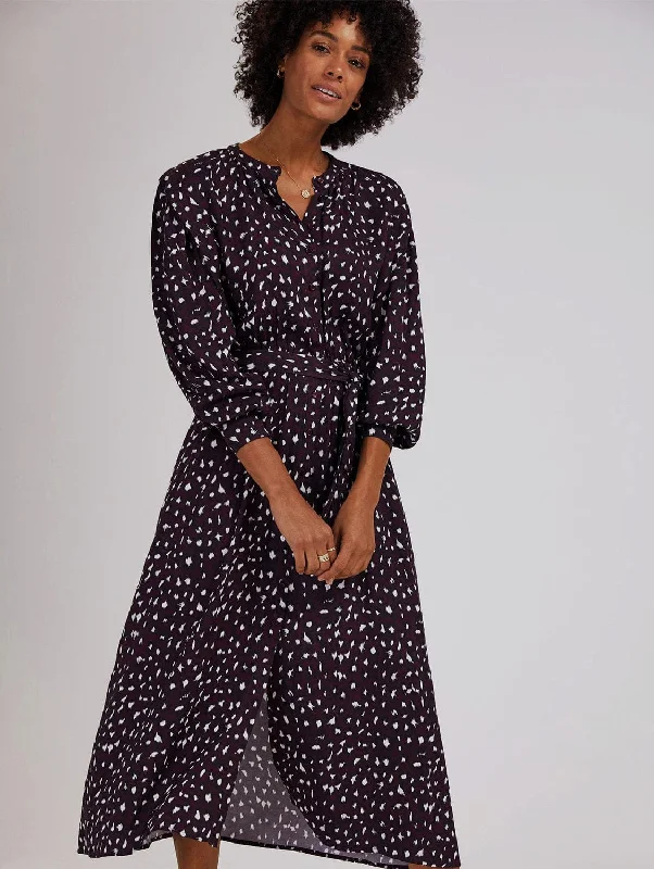 Best Bargains Harper LENZING™ ECOVERO™ Leopard Print Midi Shirt Dress | Dark Cherry