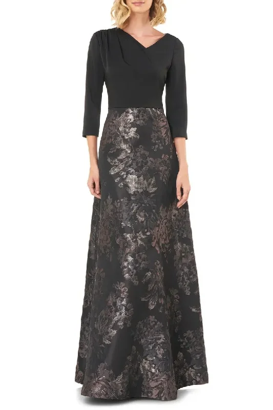 Deep Discounts Kay Unger 5511409 Long Floral 3/4 Sleeve Formal Dress