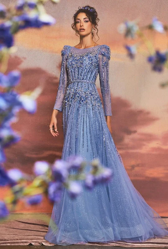 Midnight Madness Andrea & Leo A1167 Long Sleeve A Line Formal Gown
