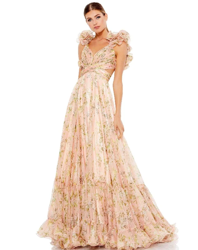 Extra Discounts Mac Duggal 67803 Ruffled Floral Cut-Out Chiffon Gown Sale