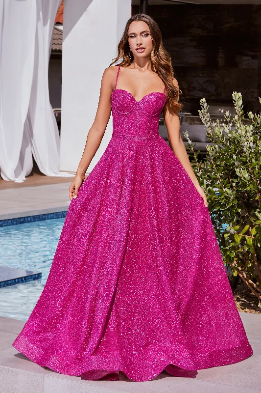 Anniversary Sale Cinderella Divine S483 Glittered Long Prom Ball Gown