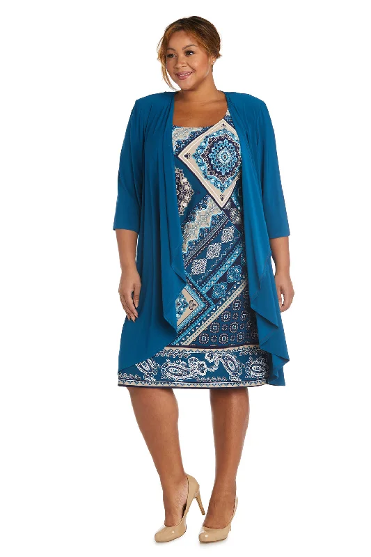 Mega Deal R&M Richards 7967W Short Puff Print Plus Size Dress