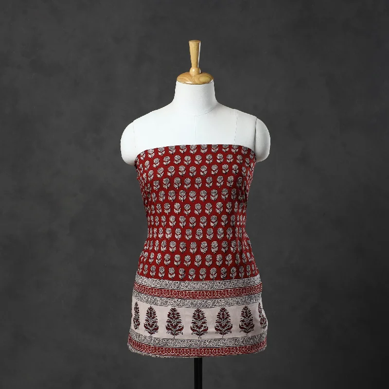 Deal Zone Red - Natural Dyed Cotton Bagh Print Kurta Material (2.3 m) 15