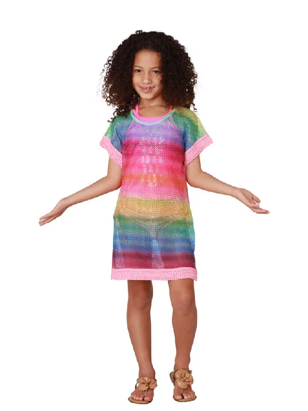 Season Finale Sale Rainbow mesh cover up for Girls