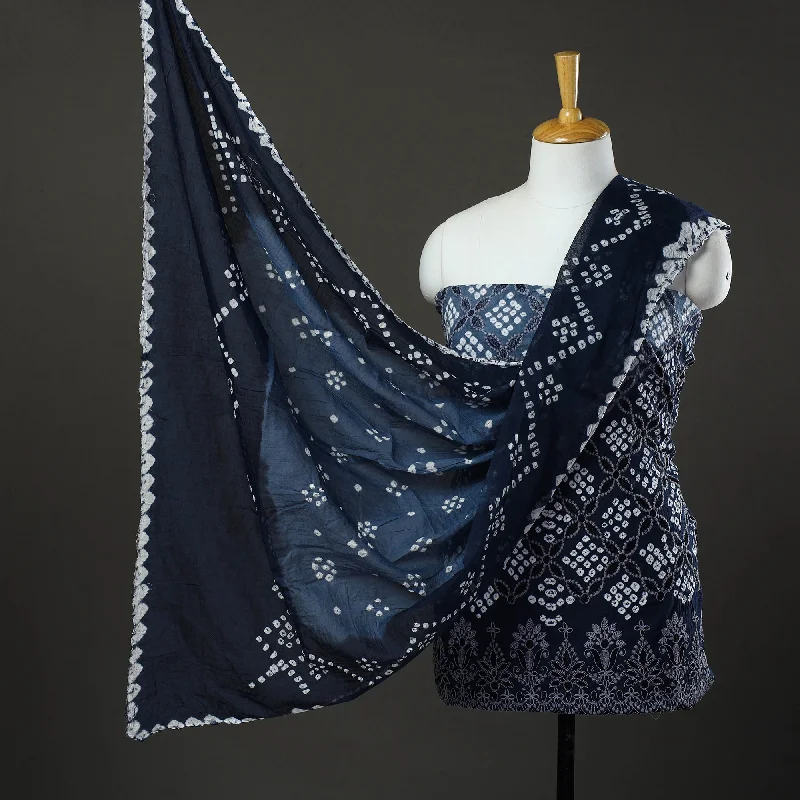 Exclusive Access Blue - 3pc Tie & Dye Satin Cotton Bandhani Dress Material 59