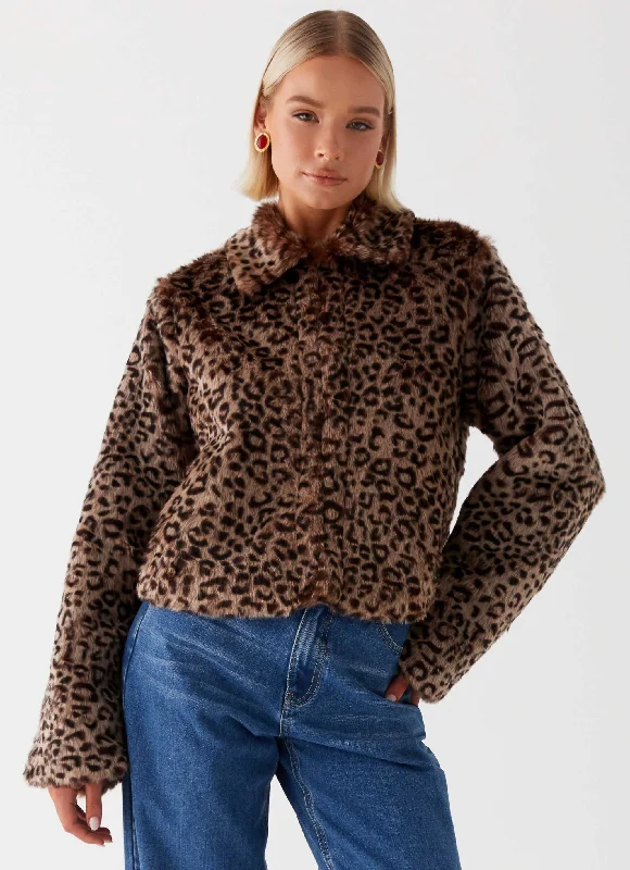 Savings Galore Raleigh Fur Jacket - Leopard