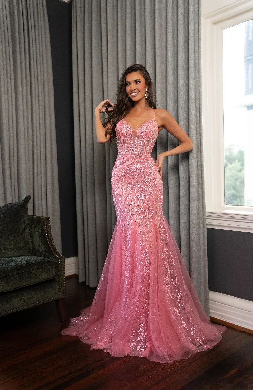 Midnight Sale Rachel Allan 70750 Long Glitter Fitted Formal Prom Dress