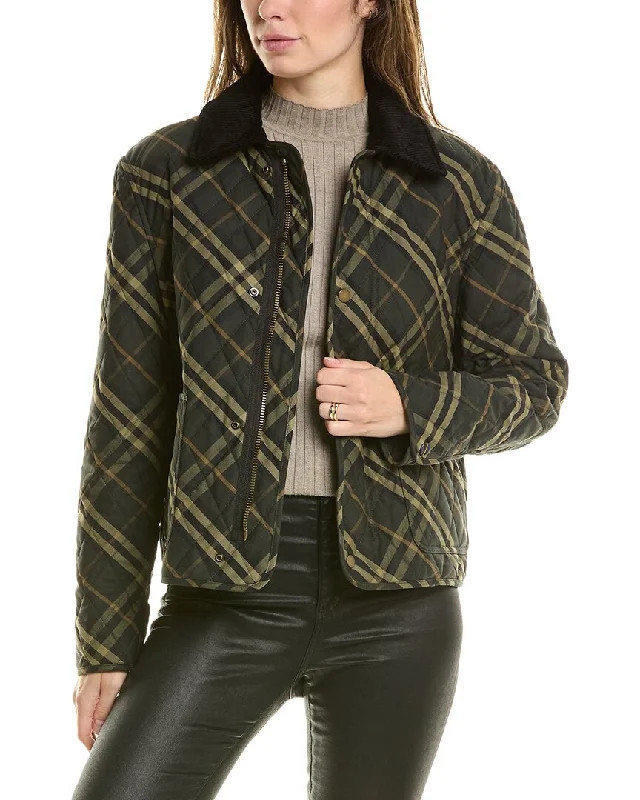 Weekend Deal Burberry Cropped Check Quilted Barn Jacket