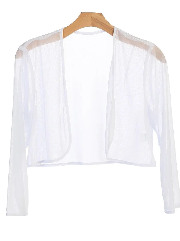 Crazy Savings White 3XL Chiffon Formal Bolero Evening Jacket Sale