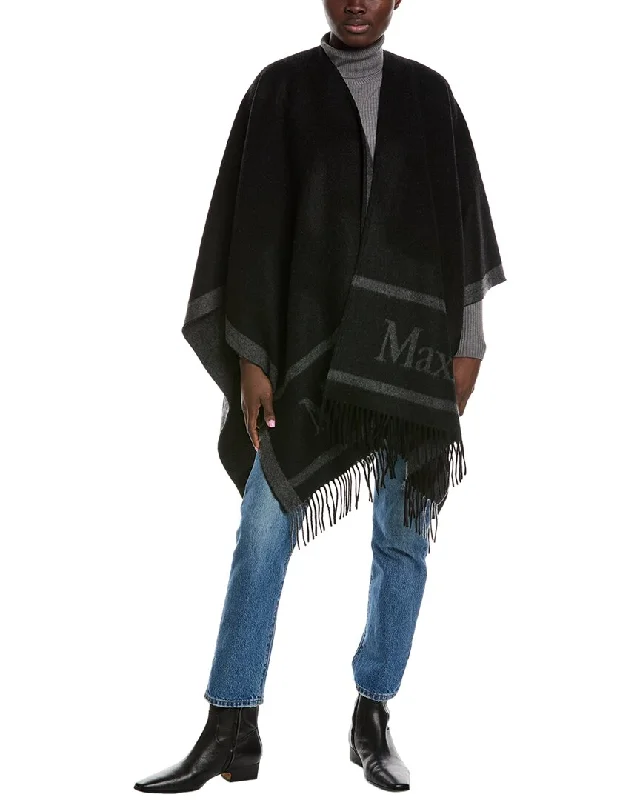 Don't Miss Max Mara Logo Jacquard Wool Cape