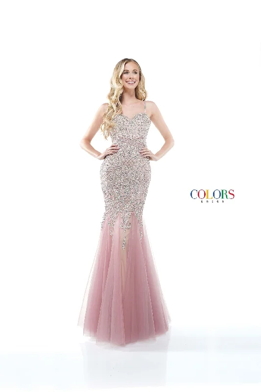 Deal Zone Colors 2230 Colors Prom Long Formal Beaded Mermaid Dress