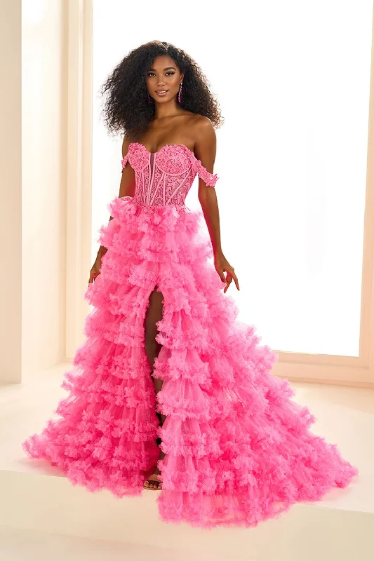 Limited Time Ellie Wilde EW36201 Ball Gown Long Glitter Ruffle Formal Prom Dress