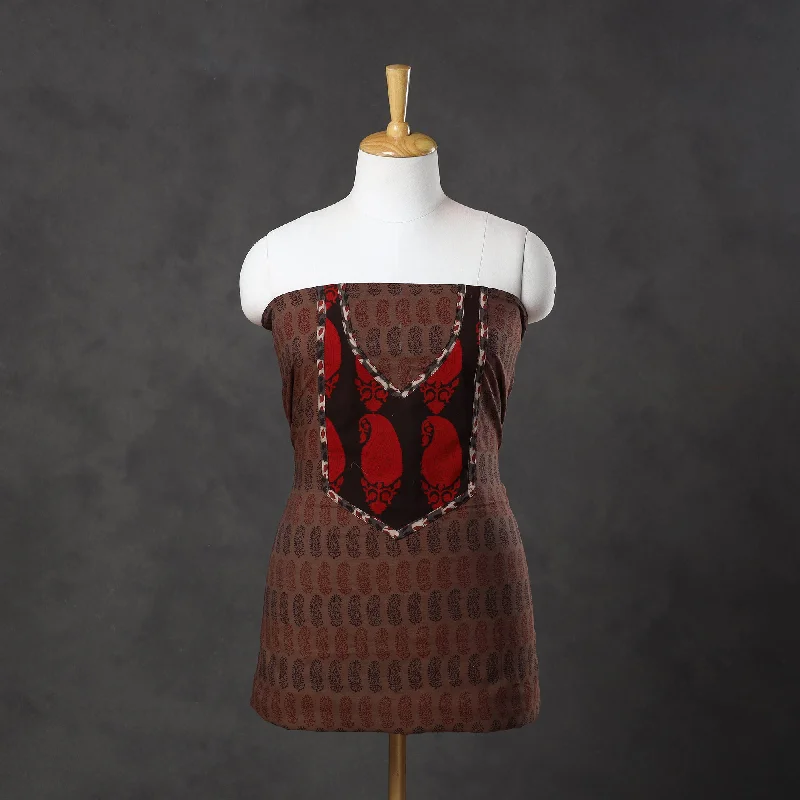 Epic Deals Brown - Bagh Print Cotton Kurta Material with Patchwork (3m) 18